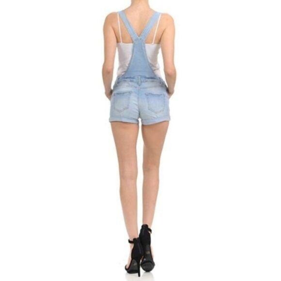 Wax Distressed Denim Overall Shorts - Picture 2 of 7